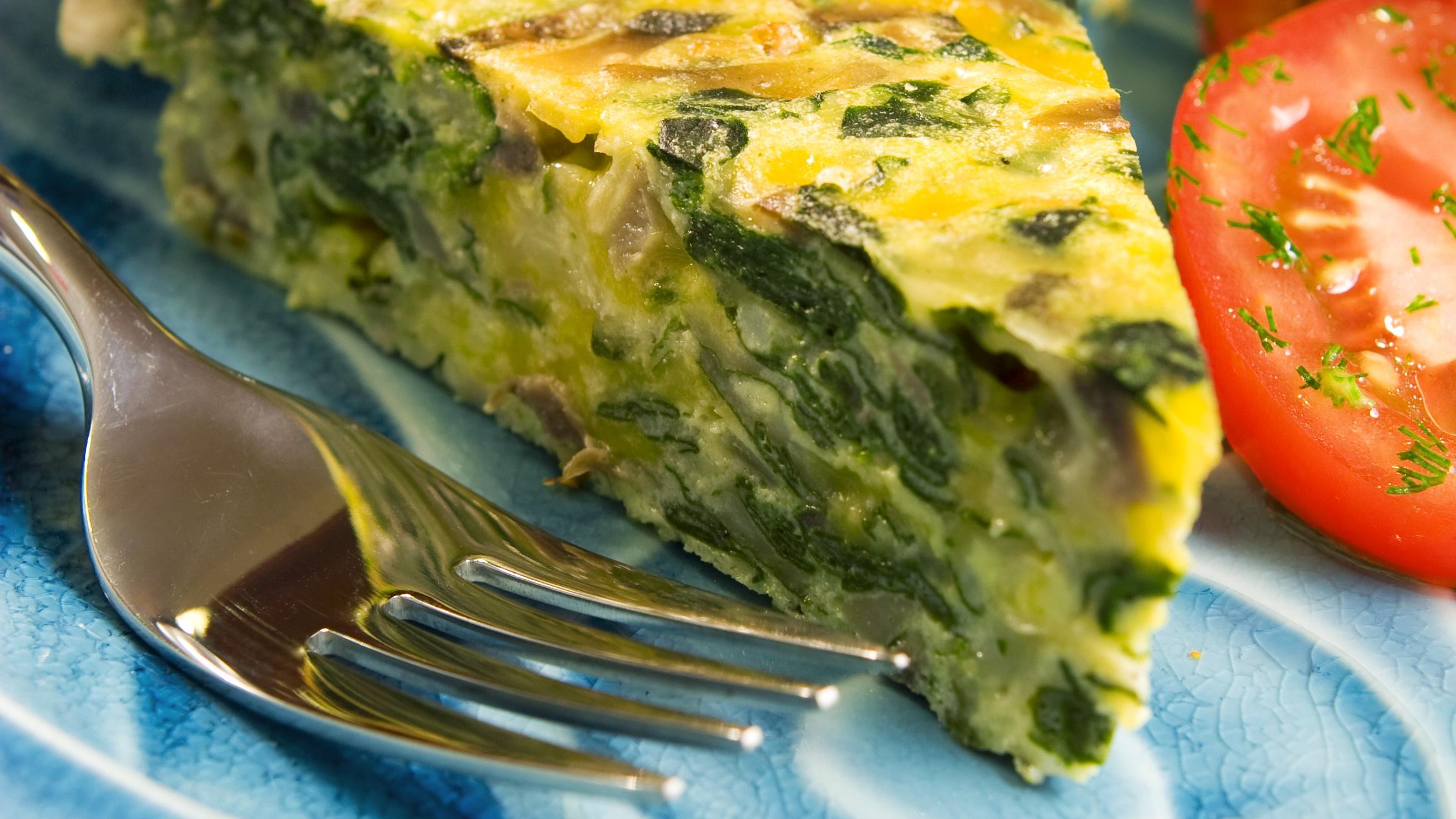 Crustless Spinach, Mushroom & Feta Quiche Atkins Low Carb Diet